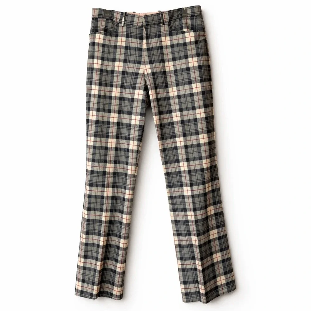 Ian Poulter Design Plaid Golf Pants Men 36x32 Milled Wool Tartan British Trouser
